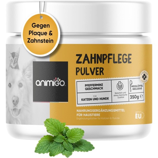 animigo Tartar Remover for Dogs & Cats - Dental Care for Oral Hygiene - 350 g Powder - Teeth Cleaning with Seaweed & Peppermint Flavour - Fresh Breath - Natural Seaweed animigo Tartar Remover for Dogs & Cats - Dental Care for Oral Hygiene - 350 g Powder - Teeth Cleaning with Seaweed & Peppermint Flavour - Fresh Breath - Natural Seaweed
