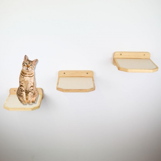 AZANO® Cat Stairs Set of 3 | Large | Climbing Wall Cats | Cat Ladder Wall [Modern Design Made of Wood] | Cat Stairs Wall | Cat Ladder | Size L (White)
