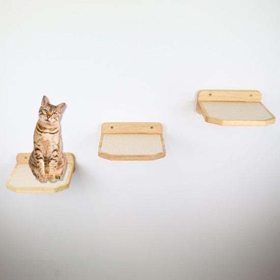 AZANO® Cat Stairs Set of 3 | Large | Climbing Wall Cats | Cat Ladder Wall [Modern Design Made of Wood] | Cat Stairs Wall | Cat Ladder | Size L (White)