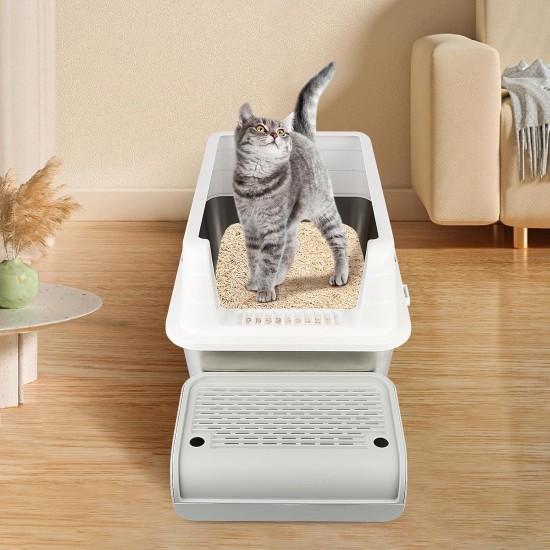 Bartuke Cat Litter Ramp, Cat Stair/Litter Tray Ramp/Cat Catcher Litter Trapper with Filter Function, Easy to Clean, Cat Litter Tray Step Ideal for Kittens and Older Cats Bartuke Cat Litter Ramp, Cat Stair/Litter Tray Ramp/Cat Catcher Litter Trapper with Filter Function, Easy to Clean, Cat Litter Tray Step Ideal for Kittens and Older Cats