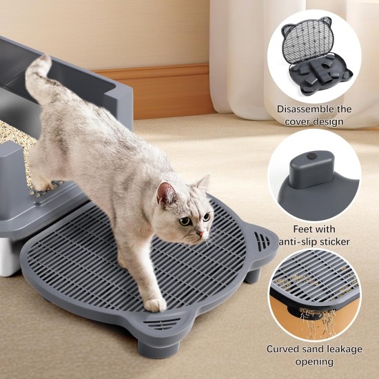 Bartuke Cat Litter Ramp, Cat Stair/Litter Tray Ramp/Cat Catcher Litter Trapper with Filter Function, Easy to Clean, Cat Litter Tray Step Ideal for Kittens and Older Cats Bartuke Cat Litter Ramp, Cat Stair/Litter Tray Ramp/Cat Catcher Litter Trapper with Filter Function, Easy to Clean, Cat Litter Tray Step Ideal for Kittens and Older Cats