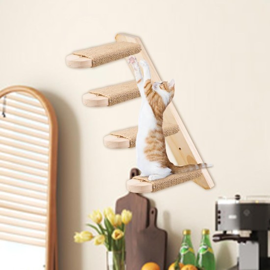 Behogan Cat Stairs Wall, Climbing Wall Cats Made of Solid Oak Wood, Climbing Cat Ladder for Cats up to 15 kg, Climbing Wall Cat Furniture with Jute Rope, Cat Furniture Indoor for Cat Climbing Play Behogan Cat Stairs Wall, Climbing Wall Cats Made of Solid Oak Wood, Climbing Cat Ladder for Cats up to 15 kg, Climbing Wall Cat Furniture with Jute Rope, Cat Furniture Indoor for Cat Climbing Play