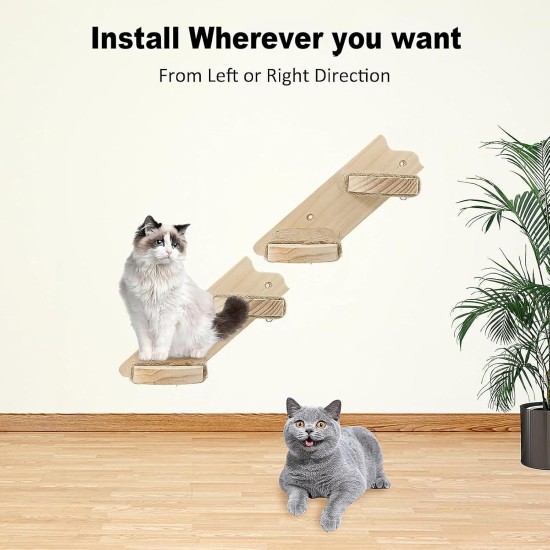 Climbing Wall Cats, Cat Stairs Wall, Cat Stairs with Natural Jute for the Wall, for Cat, Climbing, Play, Lounging Climbing Wall Cats, Cat Stairs Wall, Cat Stairs with Natural Jute for the Wall, for Cat, Climbing, Play, Lounging