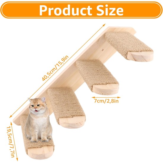 DAJAVE Pack of 2 Climbing Wall Cat Stairs Wall 8 Steps, Cat Ladder with Jute Rope, Cat Boards for the Wall, Cat Stairs, Cat Stairs Climbing Wall Cat for Cat Climbing Play (20 kg Carry) DAJAVE Pack of 2 Climbing Wall Cat Stairs Wall 8 Steps, Cat Ladder with Jute Rope, Cat Boards for the Wall, Cat Stairs, Cat Stairs Climbing Wall Cat for Cat Climbing Play (20 kg Carry)
