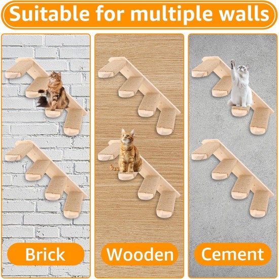 DAJAVE Pack of 2 Climbing Wall Cat Stairs Wall 8 Steps, Cat Ladder with Jute Rope, Cat Boards for the Wall, Cat Stairs, Cat Stairs Climbing Wall Cat for Cat Climbing Play (20 kg Carry) DAJAVE Pack of 2 Climbing Wall Cat Stairs Wall 8 Steps, Cat Ladder with Jute Rope, Cat Boards for the Wall, Cat Stairs, Cat Stairs Climbing Wall Cat for Cat Climbing Play (20 kg Carry)