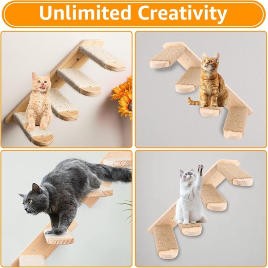 DAJAVE Pack of 2 Climbing Wall Cat Stairs Wall 8 Steps, Cat Ladder with Jute Rope, Cat Boards for the Wall, Cat Stairs, Cat Stairs Climbing Wall Cat for Cat Climbing Play (20 kg Carry) DAJAVE Pack of 2 Climbing Wall Cat Stairs Wall 8 Steps, Cat Ladder with Jute Rope, Cat Boards for the Wall, Cat Stairs, Cat Stairs Climbing Wall Cat for Cat Climbing Play (20 kg Carry)