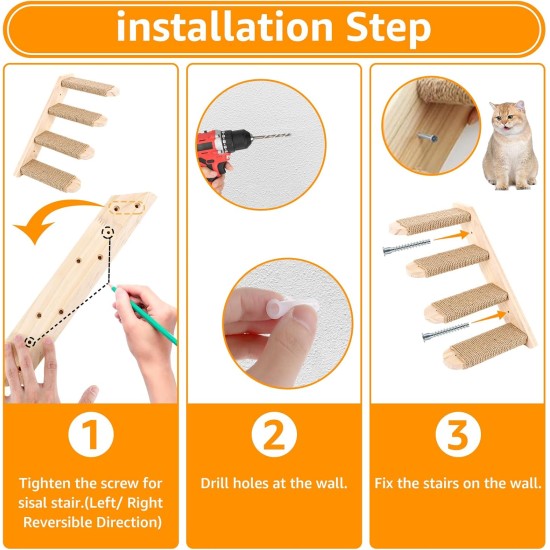 DAJAVE Pack of 2 Climbing Wall Cat Stairs Wall 8 Steps, Cat Ladder with Jute Rope, Cat Boards for the Wall, Cat Stairs, Cat Stairs Climbing Wall Cat for Cat Climbing Play (20 kg Carry) DAJAVE Pack of 2 Climbing Wall Cat Stairs Wall 8 Steps, Cat Ladder with Jute Rope, Cat Boards for the Wall, Cat Stairs, Cat Stairs Climbing Wall Cat for Cat Climbing Play (20 kg Carry)