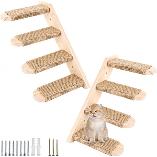 DAJAVE Pack of 2 Climbing Wall Cat Stairs Wall 8 Steps, Cat Ladder with Jute Rope, Cat Boards for the Wall, Cat Stairs, Cat Stairs Climbing Wall Cat for Cat Climbing Play (20 kg Carry) DAJAVE Pack of 2 Climbing Wall Cat Stairs Wall 8 Steps, Cat Ladder with Jute Rope, Cat Boards for the Wall, Cat Stairs, Cat Stairs Climbing Wall Cat for Cat Climbing Play (20 kg Carry)