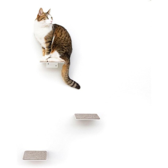 LucyBalu® Steps Cat Stairs Wall Indoor and Outdoor Set of 3 Cat Climbing Wall Park for Cats up to 7 kg Cat Ladder Non-Slip Coating 3 Steps Wall Mounting 18 x 18 cm White LucyBalu® Steps Cat Stairs Wall Indoor and Outdoor Set of 3 Cat Climbing Wall Park for Cats up to 7 kg Cat Ladder Non-Slip Coating 3 Steps Wall Mounting 18 x 18 cm White