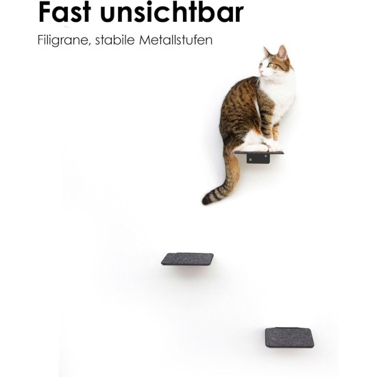 LucyBalu® Steps Cat Stairs Wall Indoor and Outdoor Set of 3 Cat Climbing Wall Park for Cats up to 7 kg Cat Ladder Non-Slip Coating 3 Steps Wall Mounting 18 x 18 cm White LucyBalu® Steps Cat Stairs Wall Indoor and Outdoor Set of 3 Cat Climbing Wall Park for Cats up to 7 kg Cat Ladder Non-Slip Coating 3 Steps Wall Mounting 18 x 18 cm White