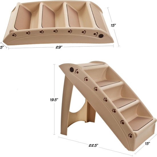 Petmaker Dog Stairs Pet Stairs with 4-Tier Design for Beds, Couch, Car, Pet Stairs for Puppies, Kittens and Small Pets (Grey) Petmaker Dog Stairs Pet Stairs with 4-Tier Design for Beds, Couch, Car, Pet Stairs for Puppies, Kittens and Small Pets (Grey)
