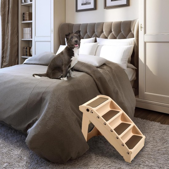 Petmaker Dog Stairs Pet Stairs with 4-Tier Design for Beds, Couch, Car, Pet Stairs for Puppies, Kittens and Small Pets (Grey) Petmaker Dog Stairs Pet Stairs with 4-Tier Design for Beds, Couch, Car, Pet Stairs for Puppies, Kittens and Small Pets (Grey)
