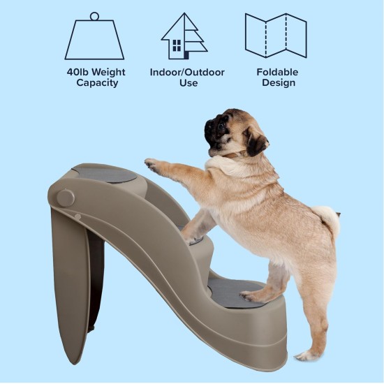 Petmaker Dog Stairs Pet Stairs with 4-Tier Design for Beds, Couch, Car, Pet Stairs for Puppies, Kittens and Small Pets (Grey) Petmaker Dog Stairs Pet Stairs with 4-Tier Design for Beds, Couch, Car, Pet Stairs for Puppies, Kittens and Small Pets (Grey)