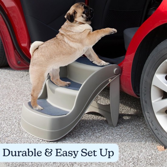 Petmaker Dog Stairs Pet Stairs with 4-Tier Design for Beds, Couch, Car, Pet Stairs for Puppies, Kittens and Small Pets (Grey) Petmaker Dog Stairs Pet Stairs with 4-Tier Design for Beds, Couch, Car, Pet Stairs for Puppies, Kittens and Small Pets (Grey)