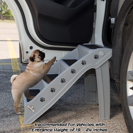 Petmaker Dog Stairs Pet Stairs with 4-Tier Design for Beds, Couch, Car, Pet Stairs for Puppies, Kittens and Small Pets (Grey) Petmaker Dog Stairs Pet Stairs with 4-Tier Design for Beds, Couch, Car, Pet Stairs for Puppies, Kittens and Small Pets (Grey)