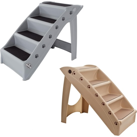 Petmaker Dog Stairs Pet Stairs with 4-Tier Design for Beds, Couch, Car, Pet Stairs for Puppies, Kittens and Small Pets (Grey) Petmaker Dog Stairs Pet Stairs with 4-Tier Design for Beds, Couch, Car, Pet Stairs for Puppies, Kittens and Small Pets (Grey)