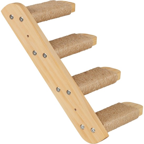 Relaxdays Cat Stairs, Wall, Cat Ladder, 4 Steps, HBT: Approx. 29 x 34 x 22.5 cm, Accessories for Climbing Wall, Wood and Jute, Natural Relaxdays Cat Stairs, Wall, Cat Ladder, 4 Steps, HBT: Approx. 29 x 34 x 22.5 cm, Accessories for Climbing Wall, Wood and Jute, Natural