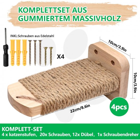 SIYUNTECH® Cat Stairs Wall (1 Piece), Climbing Wall Cats, Wall Lounger Cats, with Insert Craftsmanship, Made of 2 cm Solid Rubber Wood, for Cat Climbing Playing, Maximum Load Capacity 35 kg SIYUNTECH® Cat Stairs Wall (1 Piece), Climbing Wall Cats, Wall Lounger Cats, with Insert Craftsmanship, Made of 2 cm Solid Rubber Wood, for Cat Climbing Playing, Maximum Load Capacity 35 kg