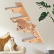 Wall Mounted Cat Climbing Shelf - Wooden Four Step Stairs Covered with Plush - Furniture for Climbing, Sleeping and Playing
