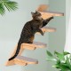 Wall Mounted Cat Climbing Shelf - Wooden Four Step Stairs Covered with Plush - Furniture for Climbing, Sleeping and Playing