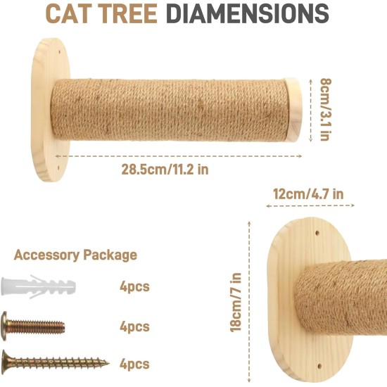 Wooden Cat Stairs, Cat Ladder with Jute Rope, Cat Stairs Wall, Cat Boards for the Wall, Cat Stairs, Cat Stairs Climbing Wall Cat for Cat Climbing Play (2 Steps) Wooden Cat Stairs, Cat Ladder with Jute Rope, Cat Stairs Wall, Cat Boards for the Wall, Cat Stairs, Cat Stairs Climbing Wall Cat for Cat Climbing Play (2 Steps)