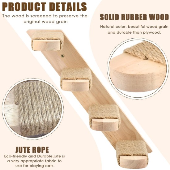 YOPEUC Climbing Wall Cats, Cat Stairs Wall Scratching Post Wall Cat Ladder, Cat Stairs Cat Ladder Cat Wall Furniture Cat Climbing Shelf for Climbing Sleeping Play YOPEUC Climbing Wall Cats, Cat Stairs Wall Scratching Post Wall Cat Ladder, Cat Stairs Cat Ladder Cat Wall Furniture Cat Climbing Shelf for Climbing Sleeping Play
