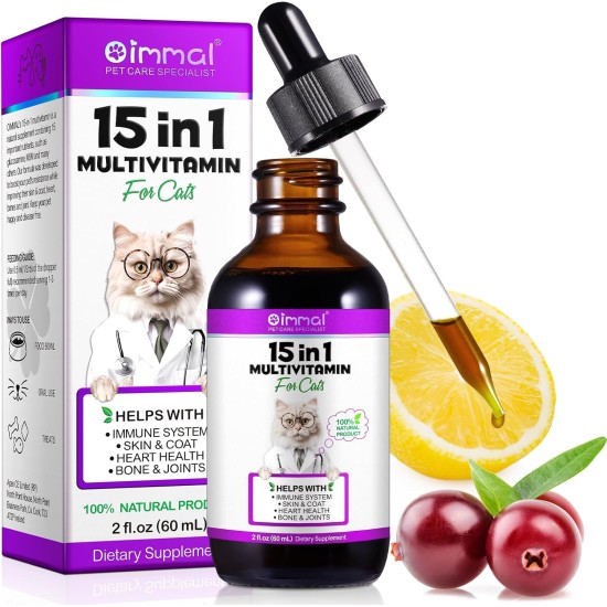 15-in-1 Multivitamin Drops for Cats, Vitamins and Supplements - Liquid Multivitamins for Cats Support Immune Health and Hip and Joint Health 15-in-1 Multivitamin Drops for Cats, Vitamins and Supplements - Liquid Multivitamins for Cats Support Immune Health and Hip and Joint Health