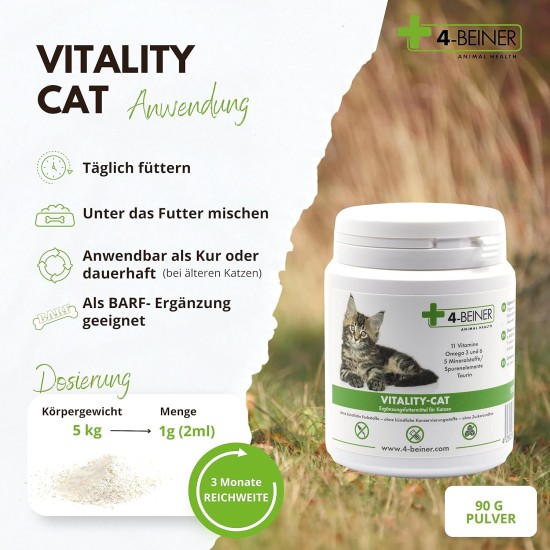 4-BEINER Vitality CAT Comparison Winner, 11 Vitamins for Cats Plus Omega 3, Omega 6, Zinc, Selenium, Manganese, Copper, Iron, Taurine, Multivitamins Cat 4-BEINER Vitality CAT Comparison Winner, 11 Vitamins for Cats Plus Omega 3, Omega 6, Zinc, Selenium, Manganese, Copper, Iron, Taurine, Multivitamins Cat