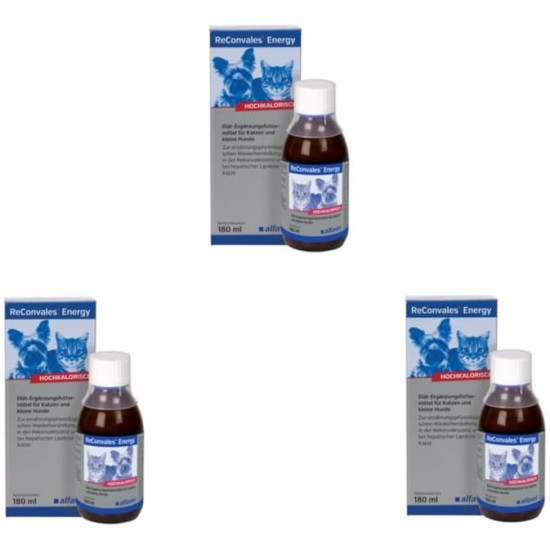 Alfavet ReConvales Energy | Pack of 3 | 3 x 180 ml | Diet Supplementary Food for Cats and Small Dogs | For Nutritional Restoration | Without Dairy Products Alfavet ReConvales Energy | Pack of 3 | 3 x 180 ml | Diet Supplementary Food for Cats and Small Dogs | For Nutritional Restoration | Without Dairy Products
