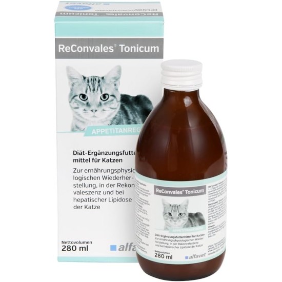 Alfavet ReConvales Tonicum Cat | 280 ml | Diet Supplementary Food for Cats | For Nutritional Restoration and Hepatic Lipidosis Alfavet ReConvales Tonicum Cat | 280 ml | Diet Supplementary Food for Cats | For Nutritional Restoration and Hepatic Lipidosis