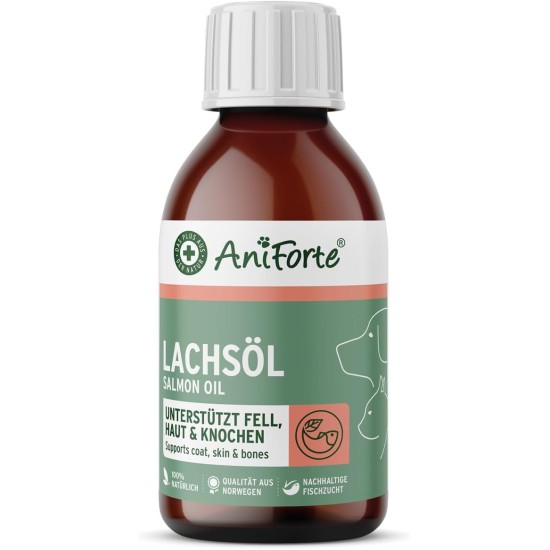 AniForte Salmon Oil For Dogs, 500 ml, Cold-Pressed With Omega-3 And Omega-6 Fatty Acids, Premium Fish Oil For Puppies, Adults, Seniors, Without Additives, Barf Supplement, Recyclable Packaging Without BPA AniForte Salmon Oil For Dogs, 500 ml, Cold-Pressed With Omega-3 And Omega-6 Fatty Acids, Premium Fish Oil For Puppies, Adults, Seniors, Without Additives, Barf Supplement, Recyclable Packaging Without BPA