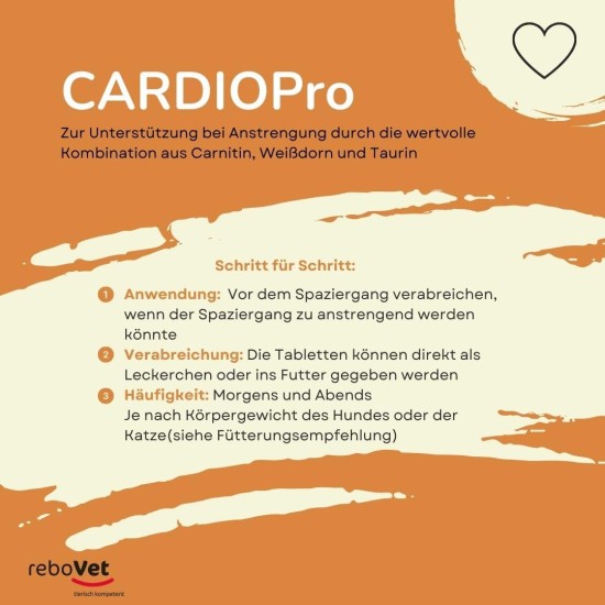 CardioPro Tablets Pack of 60 for Dogs and Cats: Supports Energy & Activity, with Carnitine, Hawthorn & Taurine, Flexible Dosage, Made in Germany CardioPro Tablets Pack of 60 for Dogs and Cats: Supports Energy & Activity, with Carnitine, Hawthorn & Taurine, Flexible Dosage, Made in Germany