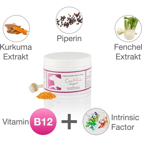 Digest for Digestion and B12 Supply in Cats with Turmeric and Fennel Extract, Piperine, B12 and Intrinsic Factor Digest for Digestion and B12 Supply in Cats with Turmeric and Fennel Extract, Piperine, B12 and Intrinsic Factor