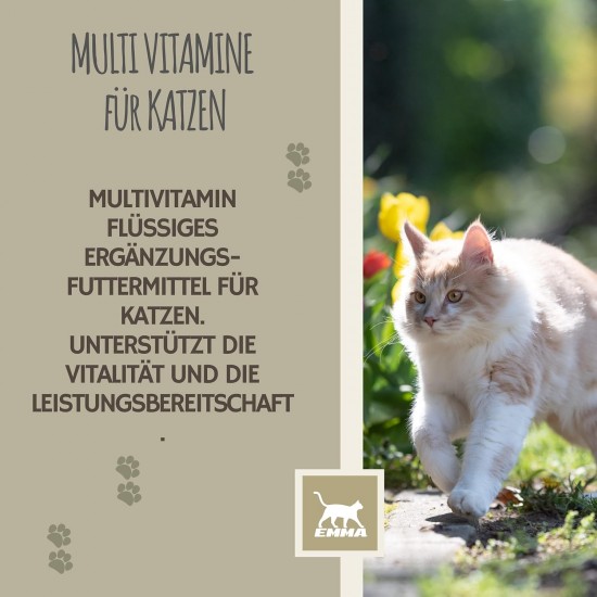 EMMA Cat Vitamins I Multi Vitamins for Cats 100 ml I Vitamin B Complex I B Vitamins with A Vitamin B12 D3 E & Minerals I Folic Acid Iron & L Lysine Cat I Multivitamin Complex Immune System Strengthen EMMA Cat Vitamins I Multi Vitamins for Cats 100 ml I Vitamin B Complex I B Vitamins with A Vitamin B12 D3 E & Minerals I Folic Acid Iron & L Lysine Cat I Multivitamin Complex Immune System Strengthen