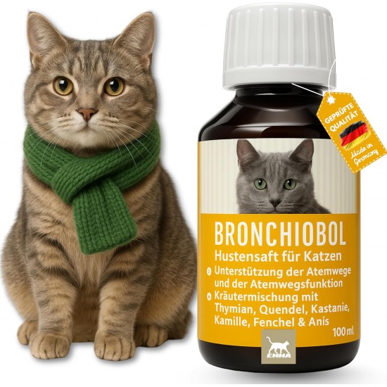 EMMA Cough Syrup Cat I Bronchiobol Thyme Cough Syrup I Herb Syrup I Means Support Respiratory Tract for Cough I Mucus Remover I Cough Remover Bronchial Liquid I Supplementary Food Cats 100 ml EMMA Cough Syrup Cat I Bronchiobol Thyme Cough Syrup I Herb Syrup I Means Support Respiratory Tract for Cough I Mucus Remover I Cough Remover Bronchial Liquid I Supplementary Food Cats 100 ml