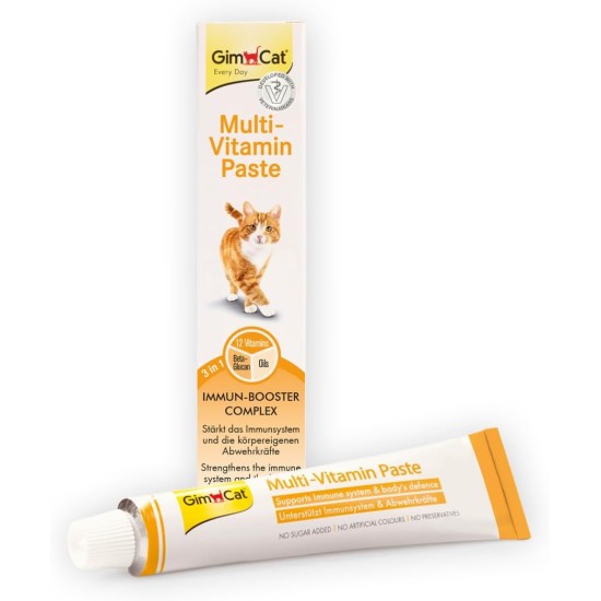 GimCat Multi-Vitamin Paste, Healthy Cat Snack Activates, Defence and Strengthens the Immune System, 1 Tube GimCat Multi-Vitamin Paste, Healthy Cat Snack Activates, Defence and Strengthens the Immune System, 1 Tube