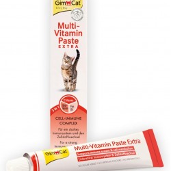 GimCat multi-vitamin paste extra nutrient rich cat snack with cell-protect complex for healthy cell protection, contains Beta-Glucan and fish oil, 1 tube GimCat multi-vitamin paste extra nutrient rich cat snack with cell-protect complex for healthy cell protection, contains Beta-Glucan and fish oil, 1 tube