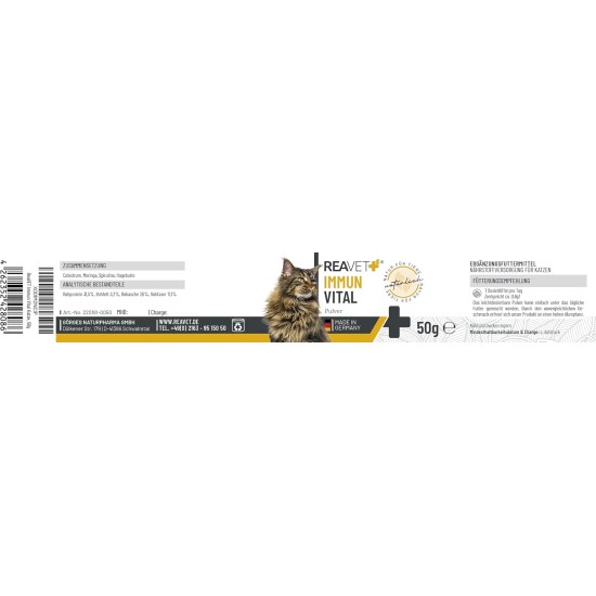 Immune Vital for Cats 50 g - for More Wellbeing and Vitality I Natural Defence, Strengthens the Immune System, No Artificial Additives, Rich in Minerals Immune Vital for Cats 50 g - for More Wellbeing and Vitality I Natural Defence, Strengthens the Immune System, No Artificial Additives, Rich in Minerals