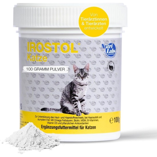 Irostol® Powder for Cats 100 g - Cat Dietary Supplement with MSM, Biotin & Omega Fatty Acids - Important Cat Vitamins - Health Products for Cats - Grooming Cat Irostol® Powder for Cats 100 g - Cat Dietary Supplement with MSM, Biotin & Omega Fatty Acids - Important Cat Vitamins - Health Products for Cats - Grooming Cat