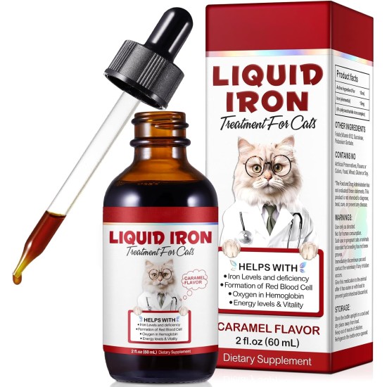 Liquid Iron Preparations for Cats, 60 ml Cat Vitamins and Supplements with Vitamin C and B12, Supports Anemia, Promotes Blood Health, Helps in the Formation of Red Blood Cells Liquid Iron Preparations for Cats, 60 ml Cat Vitamins and Supplements with Vitamin C and B12, Supports Anemia, Promotes Blood Health, Helps in the Formation of Red Blood Cells
