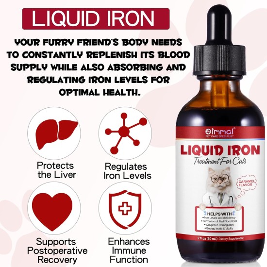 Liquid Iron Preparations for Cats, 60 ml Cat Vitamins and Supplements with Vitamin C and B12, Supports Anemia, Promotes Blood Health, Helps in the Formation of Red Blood Cells Liquid Iron Preparations for Cats, 60 ml Cat Vitamins and Supplements with Vitamin C and B12, Supports Anemia, Promotes Blood Health, Helps in the Formation of Red Blood Cells