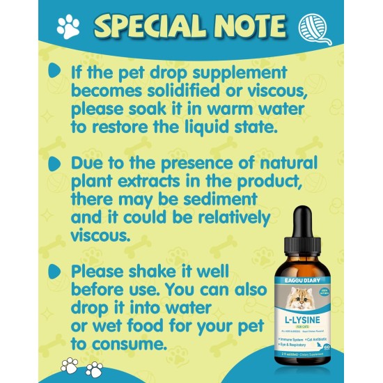 Lysine Cat - L-Lysine Drops for Cats and Kittens, Kittens Immune System, Runny Nose, Relief of Allergies, Sneezing, Dietary Supplements with Vitamins and Minerals, Colostrum, Taurine Lysine Cat - L-Lysine Drops for Cats and Kittens, Kittens Immune System, Runny Nose, Relief of Allergies, Sneezing, Dietary Supplements with Vitamins and Minerals, Colostrum, Taurine