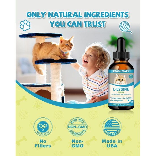 Lysine Cat - L-Lysine Drops for Cats and Kittens, Kittens Immune System, Runny Nose, Relief of Allergies, Sneezing, Dietary Supplements with Vitamins and Minerals, Colostrum, Taurine Lysine Cat - L-Lysine Drops for Cats and Kittens, Kittens Immune System, Runny Nose, Relief of Allergies, Sneezing, Dietary Supplements with Vitamins and Minerals, Colostrum, Taurine