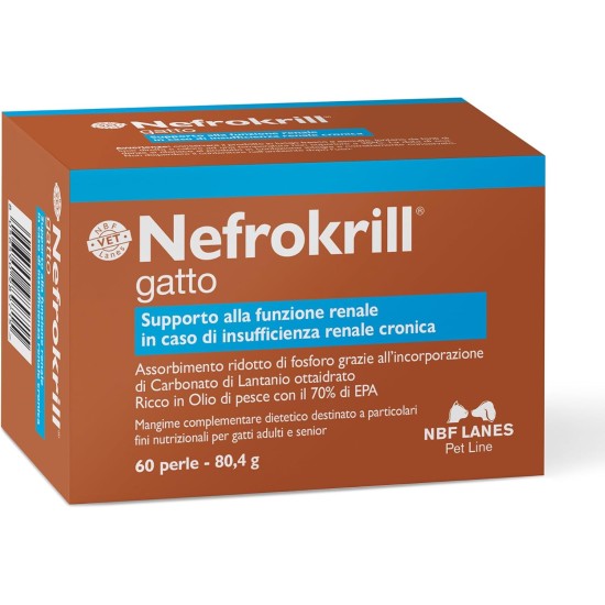 NBF Lanes | Nefrokrill Cat 60 Soft Gel Beads Support Kidney Function for Chronic Kidney Insufficiency for Adult and Older Cats NBF Lanes | Nefrokrill Cat 60 Soft Gel Beads Support Kidney Function for Chronic Kidney Insufficiency for Adult and Older Cats