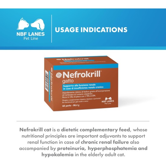 NBF Lanes | Nefrokrill Cat 60 Soft Gel Beads Support Kidney Function for Chronic Kidney Insufficiency for Adult and Older Cats NBF Lanes | Nefrokrill Cat 60 Soft Gel Beads Support Kidney Function for Chronic Kidney Insufficiency for Adult and Older Cats