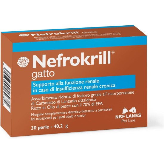 Nefrokrill Cat 30 Soft Gel Beads Support Kidney Function for Chronic Kidney Insufficiency for Adult and Older Cats Nefrokrill Cat 30 Soft Gel Beads Support Kidney Function for Chronic Kidney Insufficiency for Adult and Older Cats