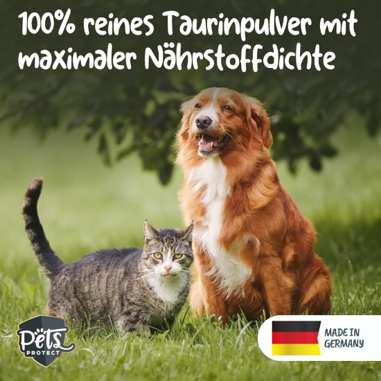 Pets Protect 100% Pure TAURIN Powder for Cats & Dogs 150 g | Healthy Retina & Organ Function | Immune System & Metabolism | Strengthening Cardiovascular System | Made in Germany Pets Protect 100% Pure TAURIN Powder for Cats & Dogs 150 g | Healthy Retina & Organ Function | Immune System & Metabolism | Strengthening Cardiovascular System | Made in Germany