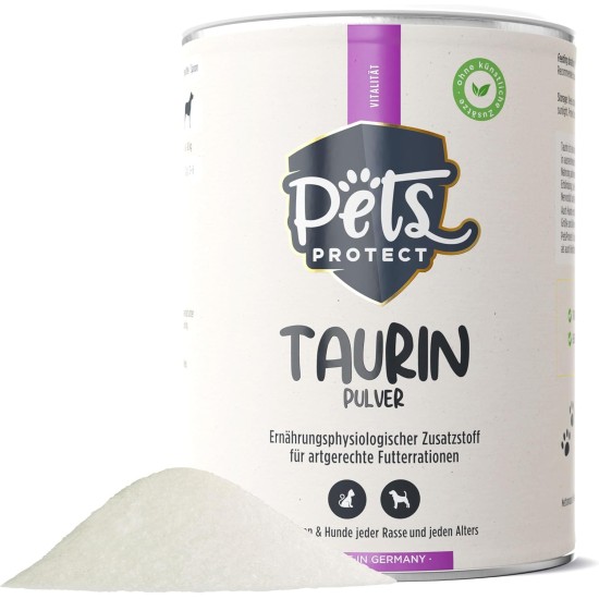 Pets Protect 100% Pure TAURIN Powder for Cats & Dogs 150 g | Healthy Retina & Organ Function | Immune System & Metabolism | Strengthening Cardiovascular System | Made in Germany Pets Protect 100% Pure TAURIN Powder for Cats & Dogs 150 g | Healthy Retina & Organ Function | Immune System & Metabolism | Strengthening Cardiovascular System | Made in Germany