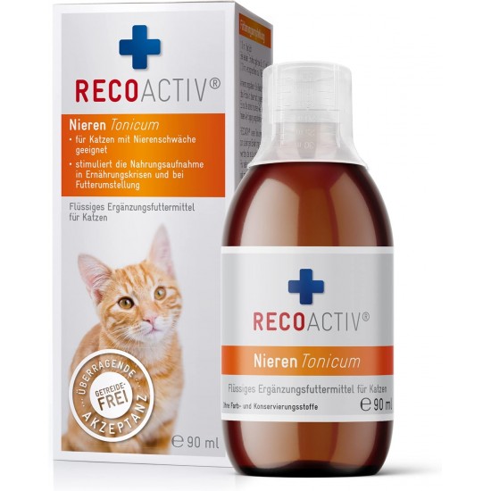 RECOACTIV® Kidney Tonic For Cats, Food Supplement For Cats With Kidney Disease As Well As For Prevention, Tonic For Cat's Convalescing From Kidney Failure RECOACTIV® Kidney Tonic For Cats, Food Supplement For Cats With Kidney Disease As Well As For Prevention, Tonic For Cat's Convalescing From Kidney Failure