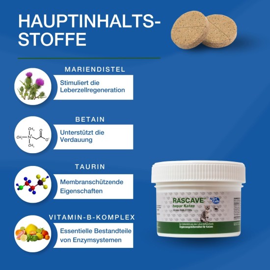 Rascave Hepar Cat Tablets 90 Pieces - Milk Thistle & B Vitamins for Cats - Liver Tablets for Cats - Health Products for Cats - Cats Dietary Supplement with MSM Rascave Hepar Cat Tablets 90 Pieces - Milk Thistle & B Vitamins for Cats - Liver Tablets for Cats - Health Products for Cats - Cats Dietary Supplement with MSM